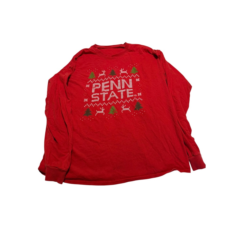 Penn State Nittany Lions Red Ugly Christmas Sweater Long Sleeve T-Shirt Mens L